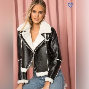 Superdown Genna Zip Up Jacket in Black & White
